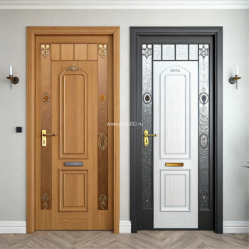 Входная металлическая дверь с отделкой светло-коричневого цвета для коттеджа, цена 14 450  руб.